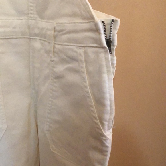 White Cotton Blend Denim Overalls, 5 Pockets - Picture 4 of 8